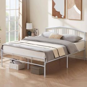Twin size White Metal Platform Bed Frame with Arched Headboard Twin size White Metal Platform Bed Frame with Arched Headboard