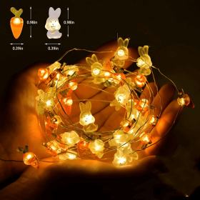 1pc; Easter Cute Bunny Radish Light String DIY Copper Wire Lamp Festive Party Warm Light Atmosphere Decorative Light String