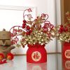 1pc New Year Spring Festival Pots; Artificial Flowers Plants Festival Pots For New Year Spring Festival Home Restaurant Tabletop Festival Festival Par