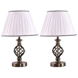 Set of 2 13" Antique Brass Bedside Table Lamp w/ LED Bulb Office Bedroom Light