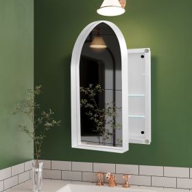 24x36 Inch Arched Recessed Medicine Cabinet, Metal Framed Bathroom Wall Cabinet with Mirror and Adjustable Shelves