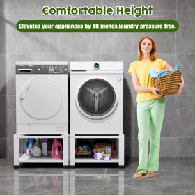 Laundry Pedestal 18 Inch Height, Washer And Dryer Pedestals With Storage Shelf