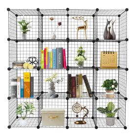 16-Cube Organizer Cube Storage Shelves Wire Cube Storage Origami Shelves Metal Grid Multifunction Shelving Unit Modular Cubbies Organizer Bookcase RT