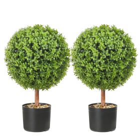 VEVOR 2x Artificial Boxwood Ball √ò40,6cm Garden Deco Boxwood in Flowerpot Ball Artificial Boxwood Ball Artificial Plant made of PE, Wood