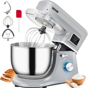 VEVOR Stand Mixer, 660W Electric Dough Mixer with 6 Speeds LCD Screen Timing, Tilt-Head Food Mixer with 7.4 Qt Stainless Steel Bowl, Dough Hook