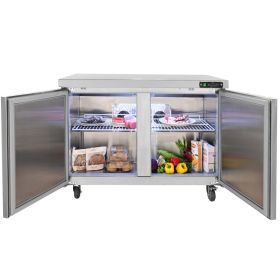 VEVOR Commercial Refrigerator, 48" Worktop Undercounter Refrigerator, 12.85 Cu. Ft Thick Stainless Steel Refrigerated Food Prep Station