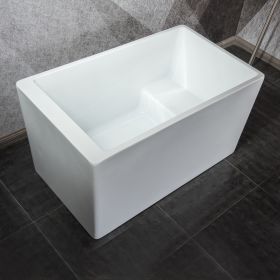 Freestanding Acrylic Flatbottom Soaking Tub Bathtub in White