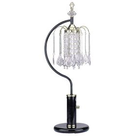 27" Tall Metal Table Lamp with Black finish, Crystal Chandelier Design