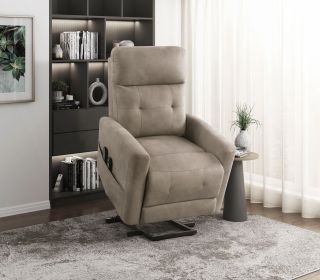 Power Lift Chair with Massage and Heat Comfort Brown Microfiber Upholstery Living Room Furniture 1pc Power Reclining Motion Chair