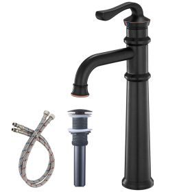 Waterfall Single Hole Single-Handle Vessel Bathroom Faucet With Pop-up Drain Assembly in Oil Rubbed Bronze