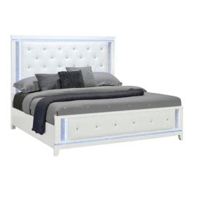 ADALID WHITE QUEEN BED WITH LED