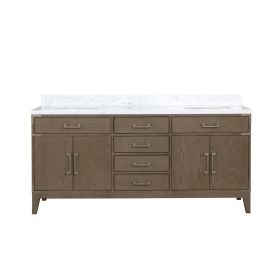 Grey Oak Double Bath Vanity 72 in. W x 22 in. D, with Carrara Marble Top