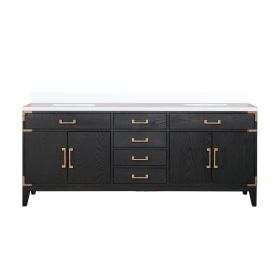 Black Oak Double Bath Vanity 80 in. W x 22 in. D, with Cultured Marble Top