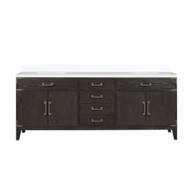 Brown Oak Double Bath Vanity 84 in. W x 22 in. D, with Cultured Marble Top