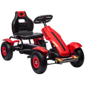 Aosom Kids Pedal Go Kart, Outdoor Ride on Toys with Adjustable Seat, Sharp Handling, Handbrake