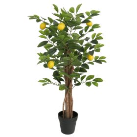 Artificial Lemon Tree with 3 Trunks Green 33.5" PP