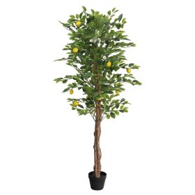 Artificial Lemon Tree with 3 Trunks Green 70.9" PP