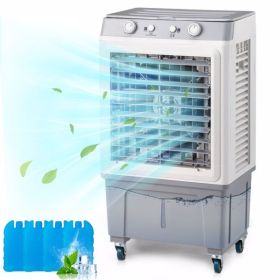 3 in 1 Portable Evaporative Cooler,Indoor,Outdoor,2353CFM Personal Air Cooler,7.9 Gal Large Water Tank & Scroll Casters, 4 Ice Packs,White