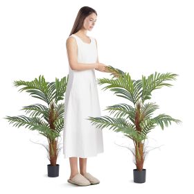 VEVOR Artificial Palm Tree, 4 FT Tall Faux Plant, Secure PE Material & Anti-Tip Tilt Protection Low-Maintenance Plant