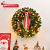 24in Pre-lit Battery Powered Christmas Wreath, Lighted Artificial Xmas Wreath with 50 Warm Lights and 80 PVC Tips and 14 DIY Ornaments