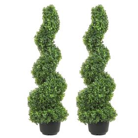 VEVOR 2 pcs. Artificial Boxwood Tower Topiary Spiral Artificial Plant 91cm high Decorative Plant Green Plastic PE Iron Topiary Plants incl. 10 pcs. Re