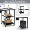 Folding Writing Office Desk with Storage Shelves