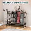 Golf Bag Organizer for Garage, Golf Bag Stand Fit 3 Golf Bags and Golf Equipment Accessories, Golf Club Rack with Shelf and Lockable Wheels