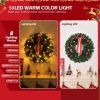 24in Pre-lit Battery Powered Christmas Wreath, Lighted Artificial Xmas Wreath with 50 Warm Lights and 80 PVC Tips and 14 DIY Ornaments