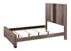 Contemporary King Panel LED Light Headboard Bed 1pc Brown Beige Gray Finish Wooden Bedroom Furniture