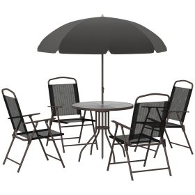 Out sunny 6 Piece Patio Dining Set for 4 with Umbrella, Outdoor Table and Chairs