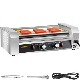 VEVOR Hot Dog Roller, 12 Hot Dog Capacity 5 Rollers, 750W Stainless Steel Cook Warmer Machine with Dual Temp Control