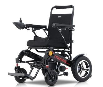 Black folding electric wheelchair. 24V / 500W 35km / h mobility scooter. Foldable travel portable flight mobility scooter, medium-sized motorcycle