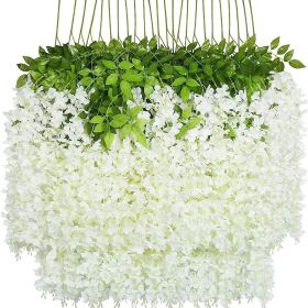 12 Packs Artificial Hanging Plants, Premium Oxidation Resistance Artificial Flower, Artificial Wisteria Plants (Color: White)