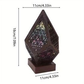 1pc Bohemian Floor Light; Ambient Light; LED Diamond Shaped Star Projection Light; Bedside Night Lamp (style: Flower)