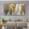 Hand Painted Oil Painting Large Abstract Leaves Oil Painting on Canvas Original Plants Painting Gold Foil Art Decor Living room Wall Decor Custom Mode