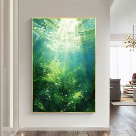 Hand Painted Oil Painting Abstract Water Scenery Oil Painting on Canvas Original Landscape Painting Living Room Home Decor Green Wall Art Custom Plant (style: 01, size: 100X150cm)