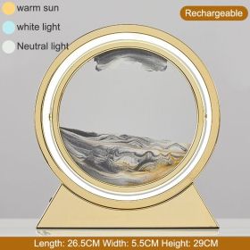 3D Hourglass LED Lamp 360¬∞ Moving Sand Art Table Lamp Sandscapes Quicksand Night Light Living Room Accessories Home Decor Gifts (Color: Gold--Grey 29CM, Ships From: China)