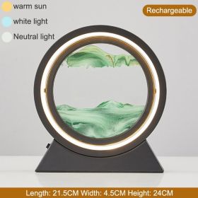 3D Hourglass LED Lamp 360¬∞ Moving Sand Art Table Lamp Sandscapes Quicksand Night Light Living Room Accessories Home Decor Gifts (Color: Black-Green 24CM, Ships From: China)