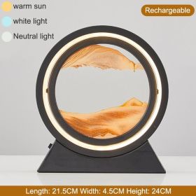 3D Hourglass LED Lamp 360¬∞ Moving Sand Art Table Lamp Sandscapes Quicksand Night Light Living Room Accessories Home Decor Gifts (Color: Black-Orang 24CM, Ships From: China)