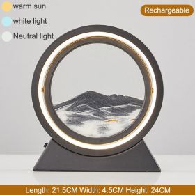 3D Hourglass LED Lamp 360¬∞ Moving Sand Art Table Lamp Sandscapes Quicksand Night Light Living Room Accessories Home Decor Gifts (Color: Black-Grey 24CM, Ships From: China)