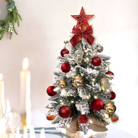 22in Tabletop Christmas Tree with Light Artificial Small Mini Red Christmas Decoration with Flocked Snow (Color: Red)