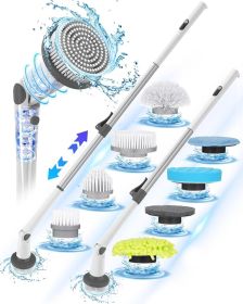 Electric Spin Scrubber, 2024 New Super Quiet Power Cleaning Brush for Bathroom Floor Tile with Long Handle (Color: White)