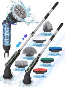 Electric Spin Scrubber, 2024 New Super Quiet Power Cleaning Brush for Bathroom Floor Tile with Long Handle (Color: Black)