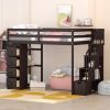 Twin size Loft Bed with Storage Drawers and Stairs, Wooden Loft Bed with Shelves