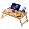 VEVOR Bed Tray Table with Foldable Legs & Media Slot, Bamboo Breakfast Tray