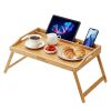 VEVOR Bed Tray Table with Foldable Legs & Media Slot, Bamboo Breakfast Tray