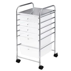 6 Drawers Rolling Storage Cart Organizer (Color: Transparent)