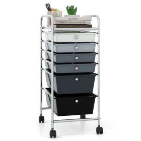 6 Drawers Rolling Storage Cart Organizer (Color: Mixed Black)