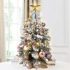 22in Tabletop Christmas Tree with Light Artificial Small Mini Red Christmas Decoration with Flocked Snow