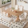 Farmhouse Classical 6-Piece Dining Table Set with Trestle Legs,Kitchen Table Set for 6 with 4 Upholstered Dining Chairs and Bench